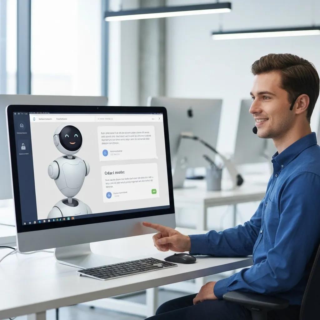 Customer service representative interacting with AI tools to enhance customer experience