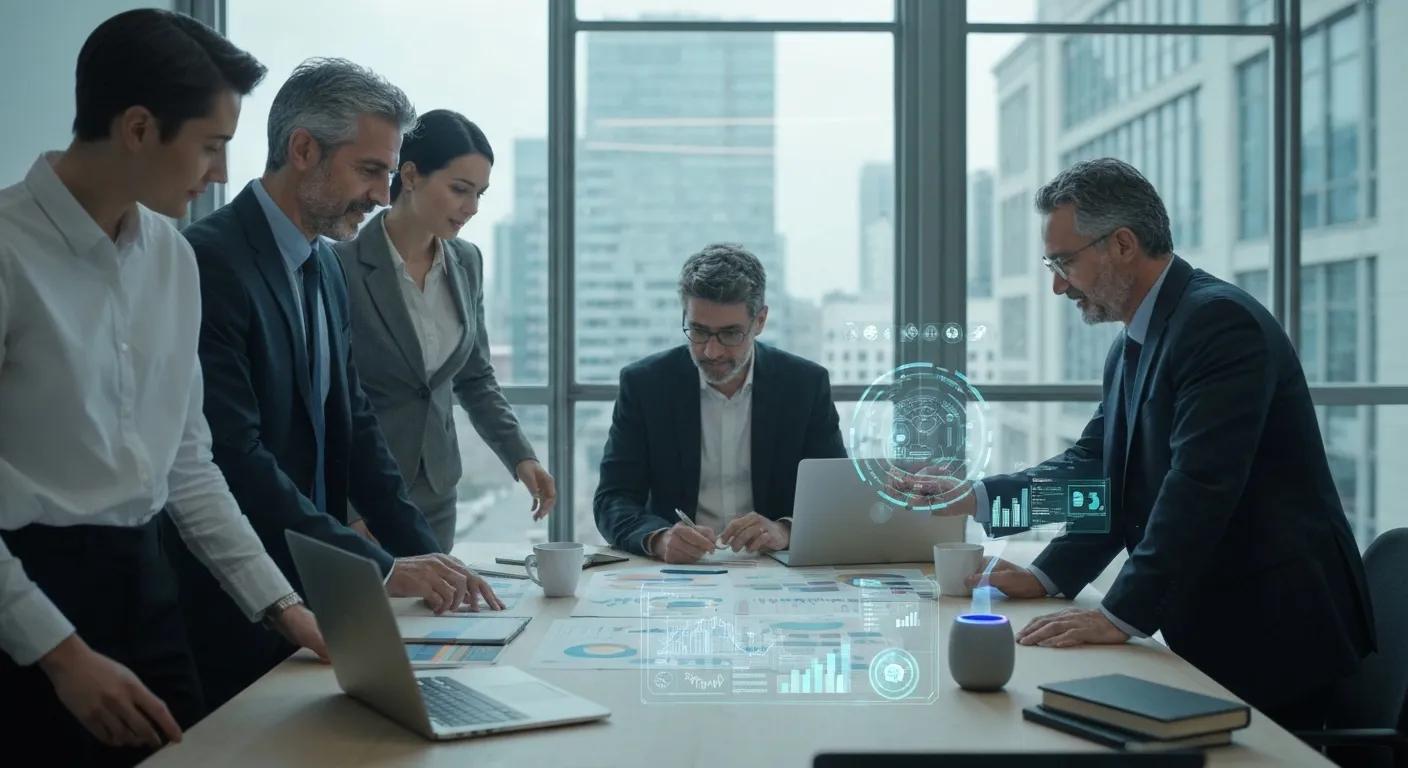 Business team utilizing AI tools to enhance productivity and efficiency